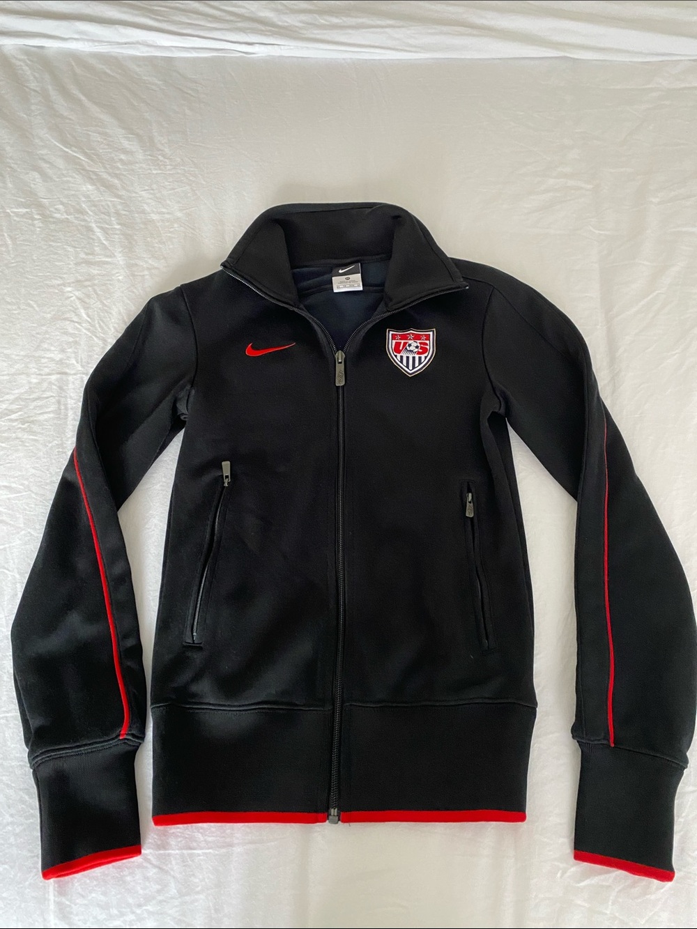 Nike Black Jacket with Red Accents and US Crest